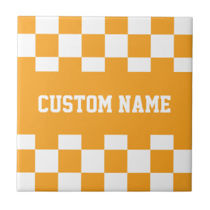 Custom Name Chequerboard Pattern Tile