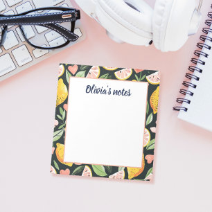 Custom Name Chic Lemon Citrus Fruits Post-it Notes