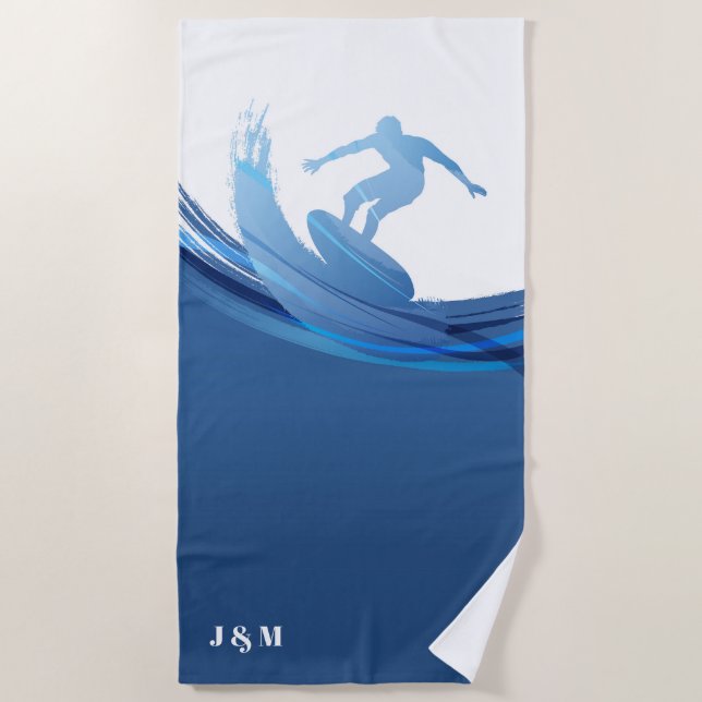 Custom Name Chic Nautical Beach Towel (Front)