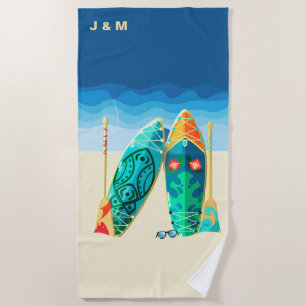 Custom Name Chic Nautical Beach Towel