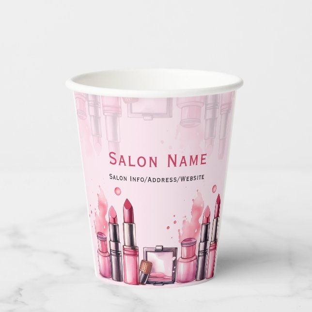Custom Name Chic Salon Posh Cosmetics Paper Cups (Front)