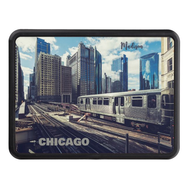 Custom Name Chicago USA Trailer Hitch Cover (Front)