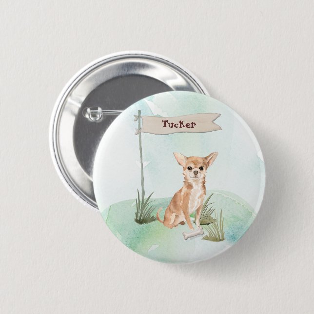 Custom Name Chihuahua Pet Dog 2 Inch Round Button (Front & Back)