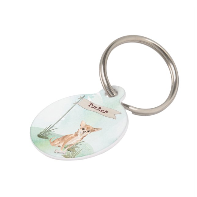 Custom Name Chihuahua Pet Dog Tag (Side)