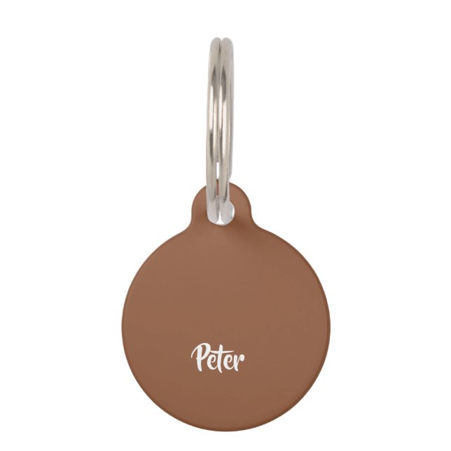 Custom name  chocolate brown plain pet tag (Front)