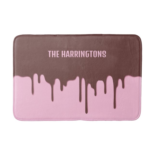 Custom Name Chocolate Drip Bath Mat (Front)