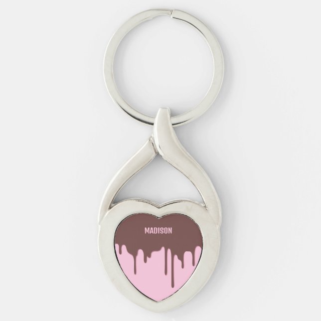 Custom Name Chocolate Drip Keychain (Front)