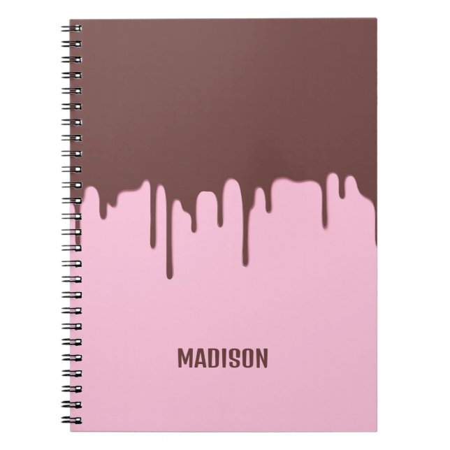 Custom Name Chocolate Drip Notebook (Front)