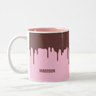 Custom Name Chocolate Drip Two-Tone Coffee Mug