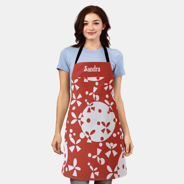 Custom Name Christmas Bells Baking Apron (Worn)