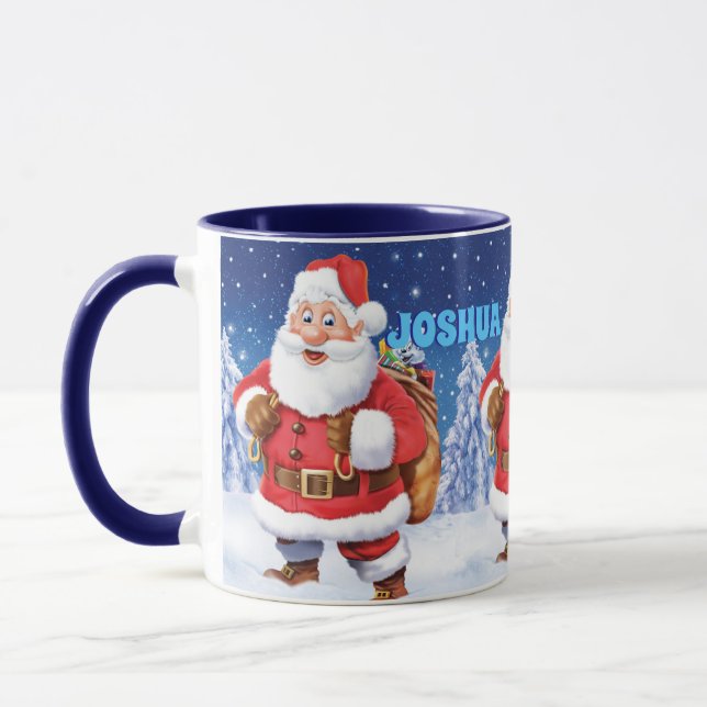 Custom name Christmas coffee mug,Jolly Santas. Mug (Left)