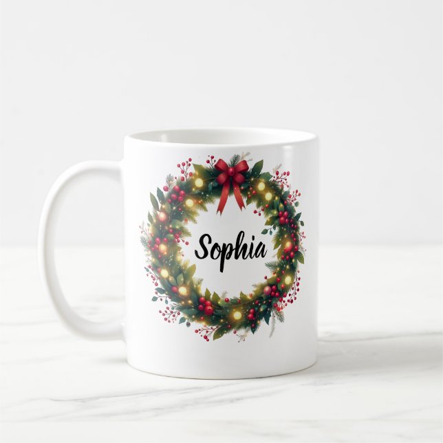 | Custom Name Christmas Mug with Lights Gift  (Left)