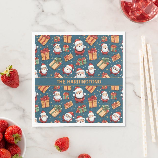 Custom Name Christmas Santa Napkin (Insitu)