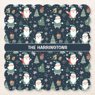 Custom Name Christmas Santa Paper Coaster