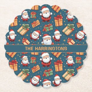 Custom Name Christmas Santa Paper Coaster