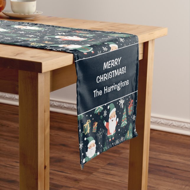 Custom Name Christmas Santa Short Table Runner (In Situ)
