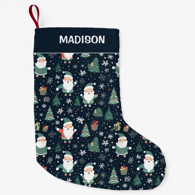 Custom Name Christmas Santa Small Christmas Stocking (Front)