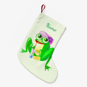Custom Name Christmas Stocking with Happy Frog