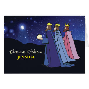 Custom Name Christmas Wishes Three Kings at Night