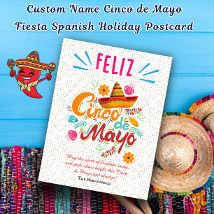 Custom Name Cinco de Mayo Fiesta Spanish Holiday  Postcard