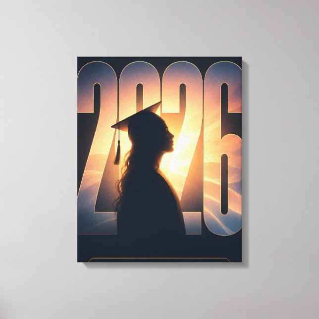 Custom Name Class of 2026 Graduation Art Canvas Print (Front)