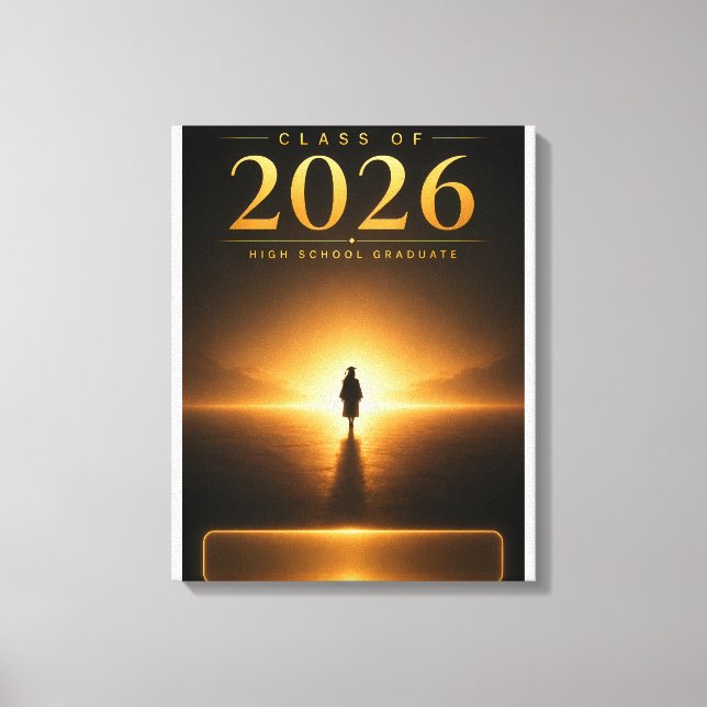 Custom Name Class of 2026 Graduation Art Canvas Print (Front)