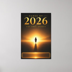 Custom Name Class of 2026 Graduation Art Canvas Print