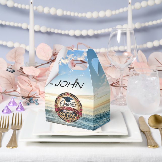 Custom Name Class of 2026 Ocean Sunset Graduation  Favor Box (Wedding)