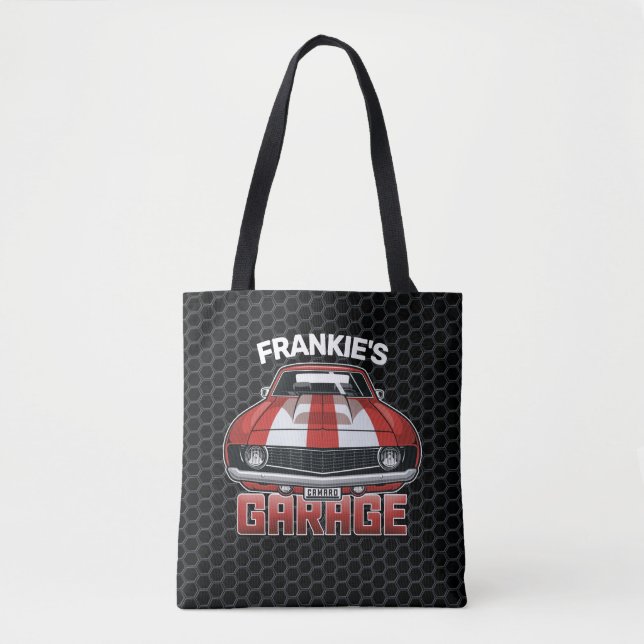 Custom NAME Classic American Muscle Car Garage Tote Bag (Front)