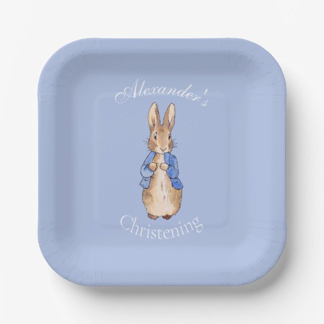 Custom Name Classic bunny rabbit Paper Plate (Front)