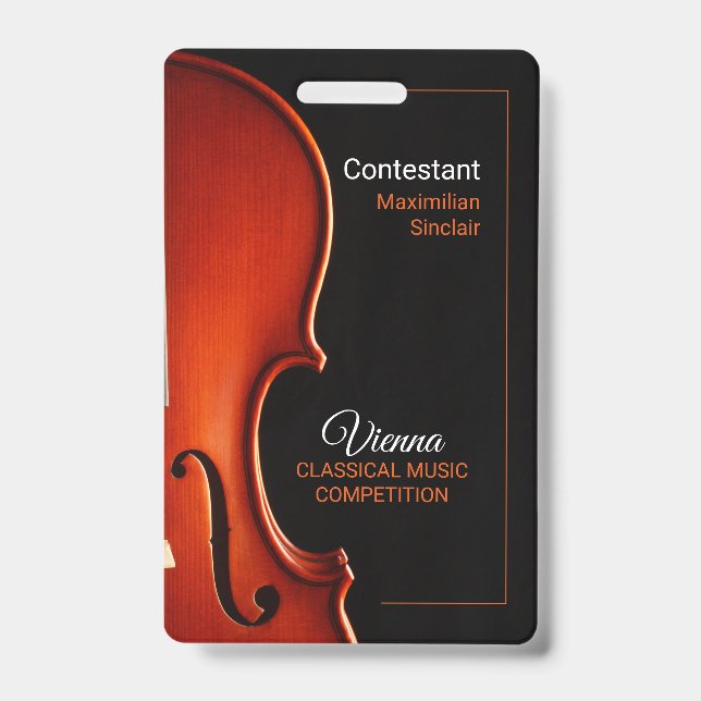 Custom Name Classical Music Competition EventBadge Badge (Front)
