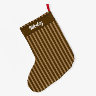 Custom Name - Classy Neutral Striped Large Christmas Stocking