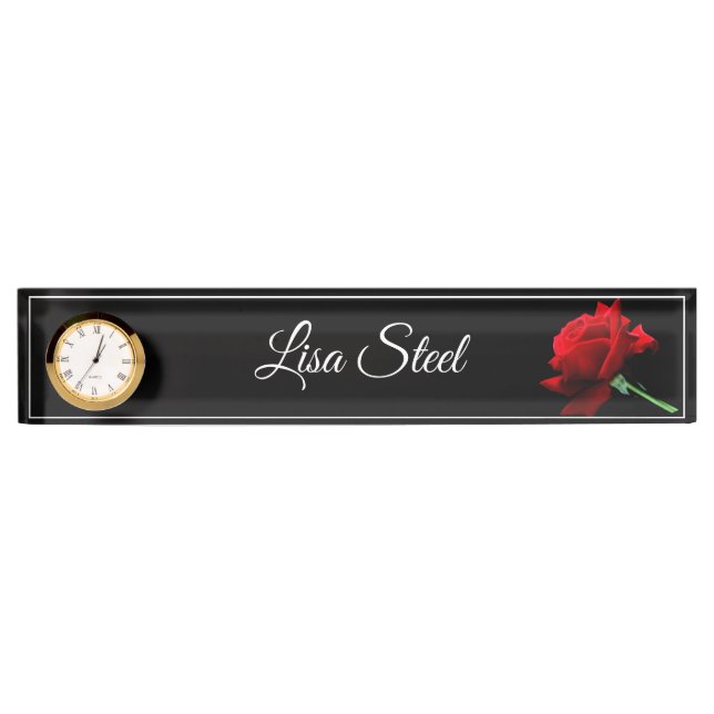 Custom Name Clock Desk Nameplate (Front)