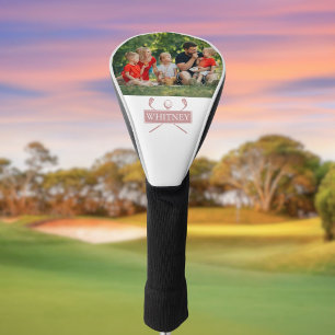 Custom Name Clubs And Ball Dusty Rose Photo Golf Head Cover