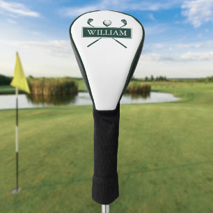 Custom Name Clubs And Ball Emerald Green Golf Head Cover