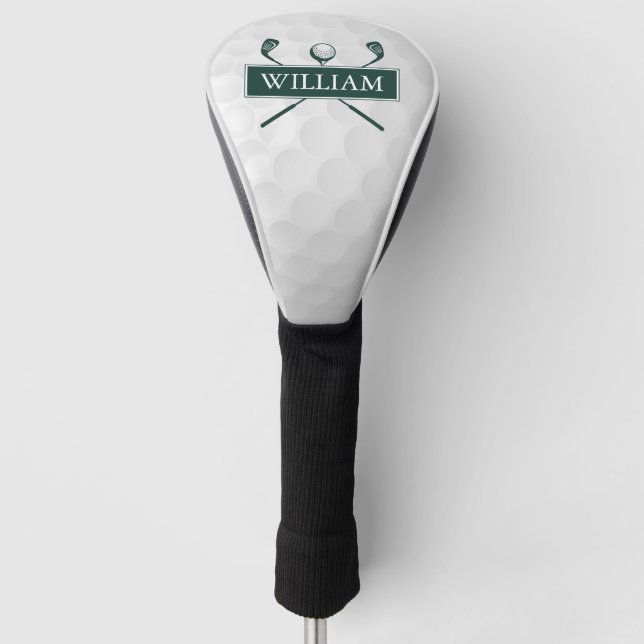 Custom Name Clubs And Ball Emerald Green Golf Head Cover (Front)