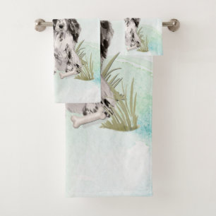 Custom Name Cocker Spaniel Pet Dog Bath Towel Set