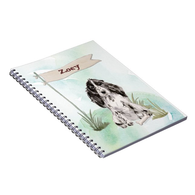Custom Name Cocker Spaniel Pet Dog Notebook (Right Side)