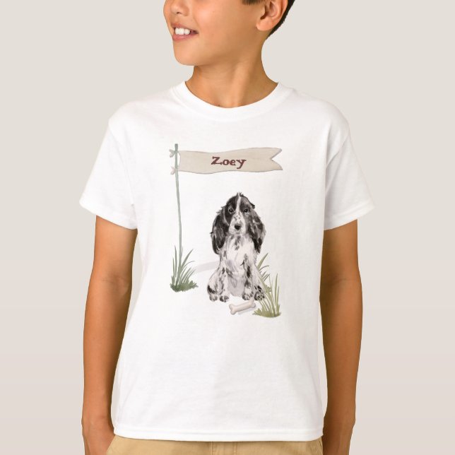 Custom Name Cocker Spaniel Pet Dog T-Shirt (Front)