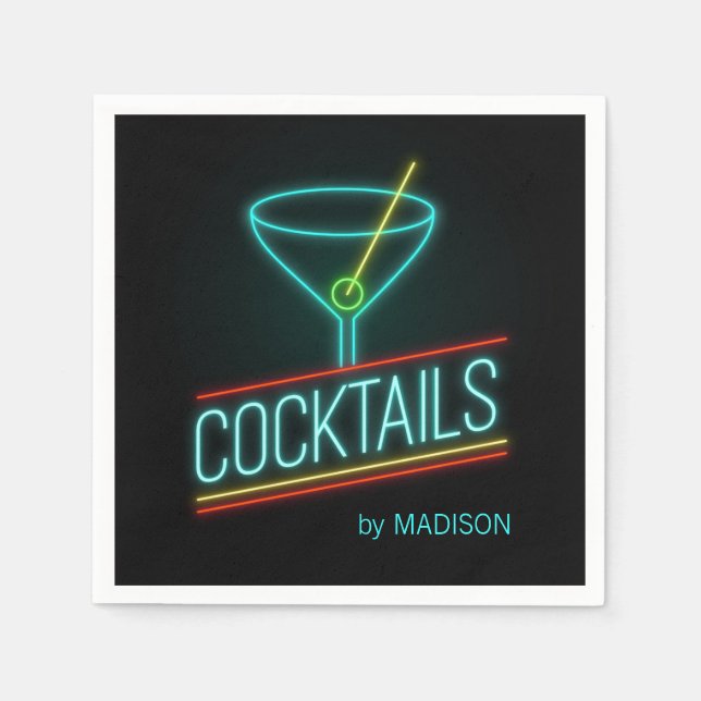 Custom name COCTAILS Napkin (Front)