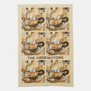 Custom Name Coffee Pattern Kitchen Towel