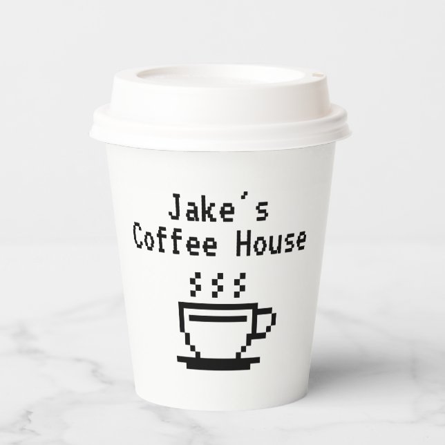 Custom name coffee shop logo paper drink cups (Front)
