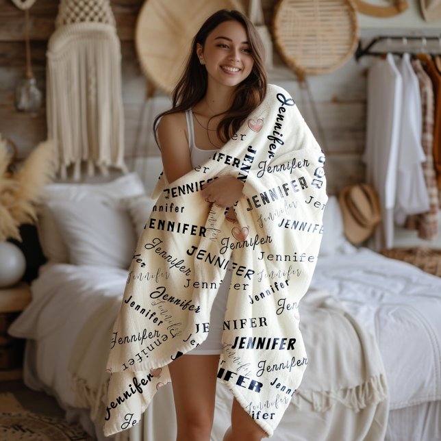 Custom Name Collage Fleece Blanket (Creator Uploaded)