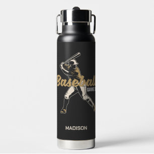 Custom Name & Color Baseball Player Water Bottle