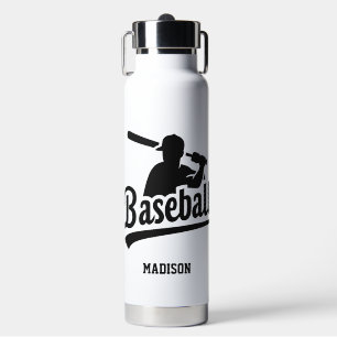 Custom Name & Color Baseball Player Water Bottle