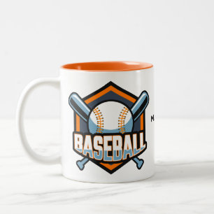 Custom Name & Color Baseball Two-Tone Coffee Mug