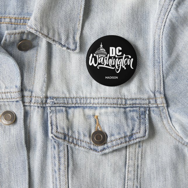 Custom Name & Color Washington DC 2 Inch Round Button (In Situ)