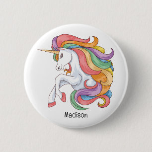 Custom Name Colorful Unicorn 2 Inch Round Button