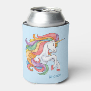 Custom Name Colorful Unicorn Can Cooler