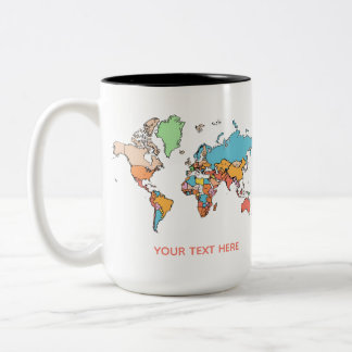 Custom Name Colorful World Map Travel Coffee Mug